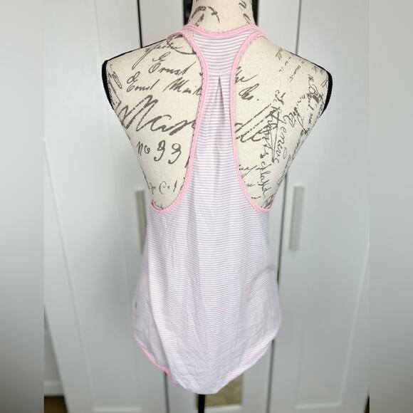 Lululemon Pink Stripes Scalloped Racer Back Tank Top Size 6 - Picture 5 of 6
